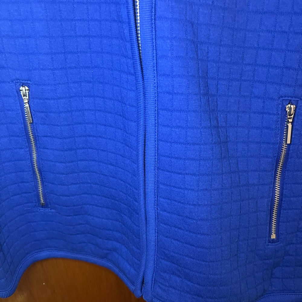 Blue Utility Jacket with Quilted Design and Stand-Up Collar - Picture 4 of 5